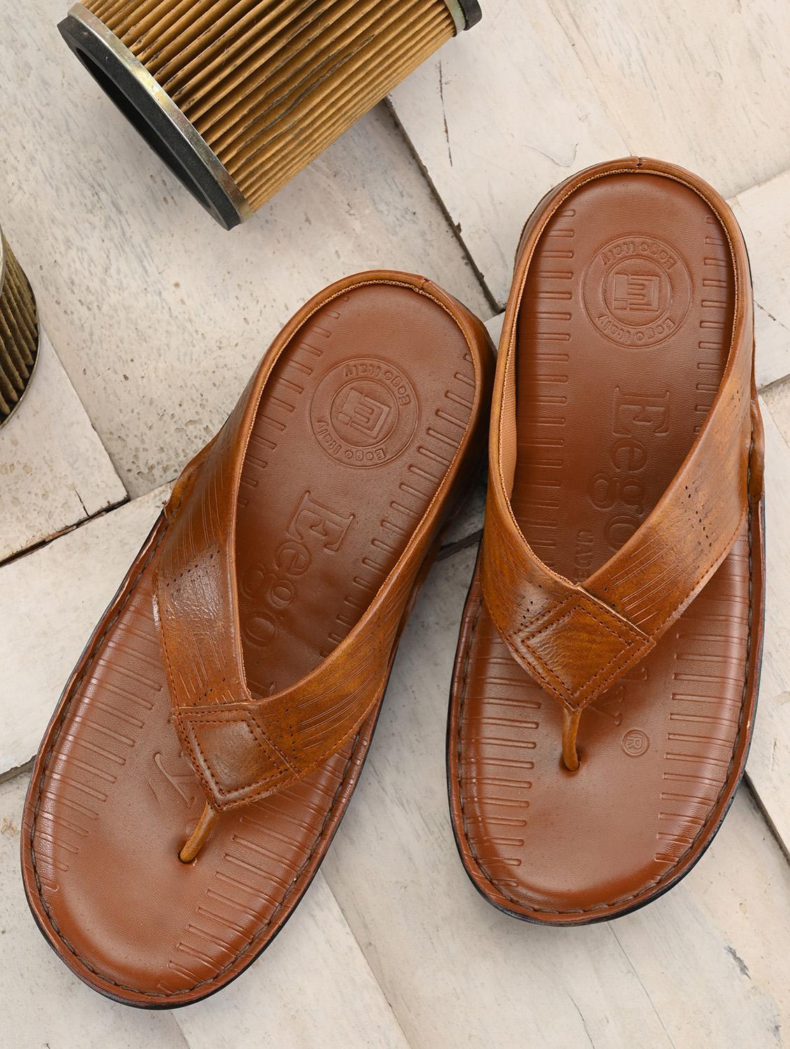 tan leatherette toe separator slippers - 16685416 - Zoom Image - 4