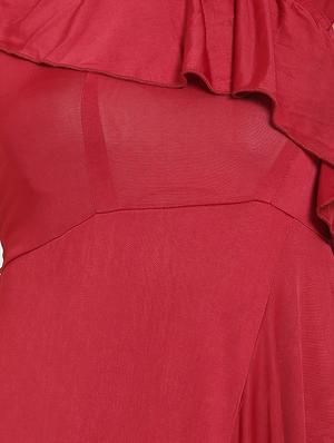 ruffle detail tie back asymmetric dress - 16685487 - Standard Image - 4