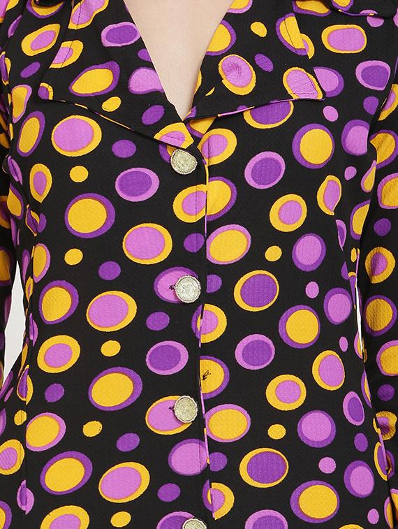 lapel neck polka dots sheath dress - 16685488 - Zoom Image - 4