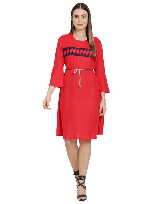 tie knot bell sleeved a-line dress - 16685494 - Standard Image - 1