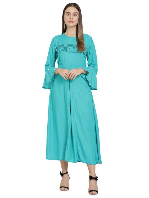 bell sleeved embellished maxi dress - 16685506 - Standard Image - 1
