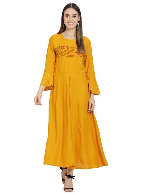 bell sleeved embellished maxi dress - 16685508 - Standard Image - 1