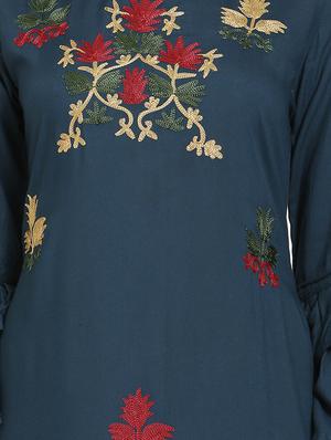 bell sleeved floral embroidered a-line dress - 16685514 - Standard Image - 4