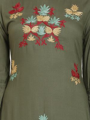 bell sleeved floral embroidered a-line dress - 16685516 - Standard Image - 4