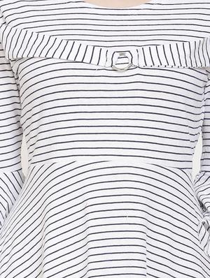 cold shoulder striped a-line dress - 16685522 - Standard Image - 4