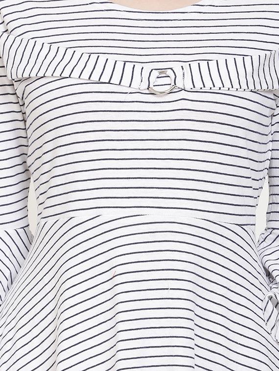 cold shoulder striped a-line dress - 16685522 - Zoom Image - 4