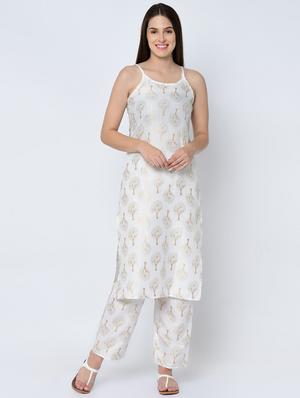 gold print kurta palazzo jacket set - 16685700 - Standard Image - 4