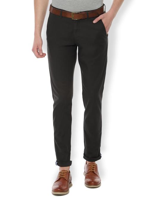 black textured flat front casual trouser - 16685735 - Standard Image - 1