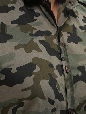 green camouflage print casual shirt - 16685839 - Standard Image - 4