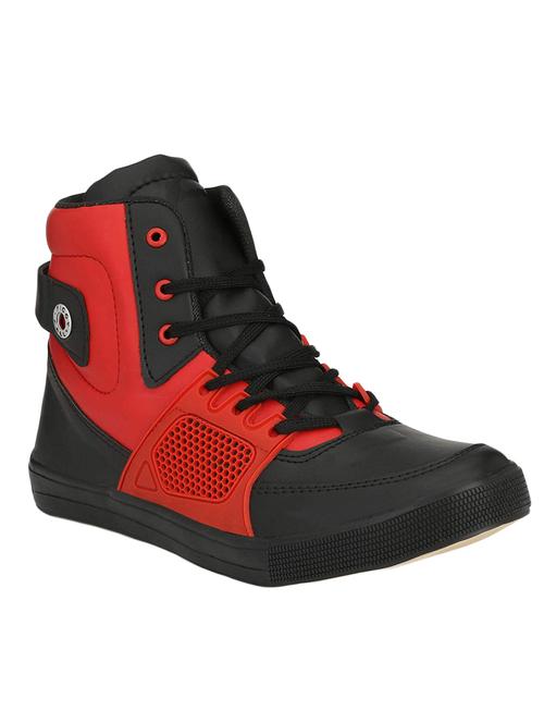 black leatherette lace up sneakers - 16685905 - Standard Image - 1