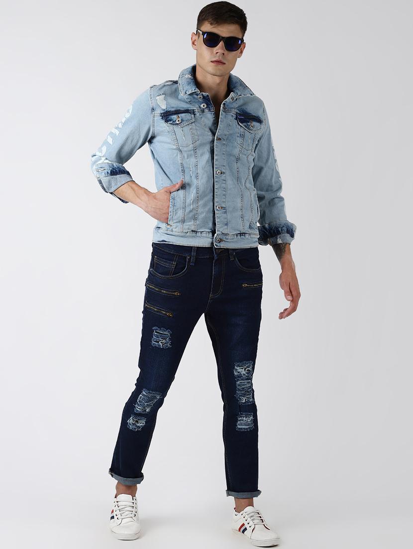 blue light washed distressed denim jeans - 16685995 - Zoom Image - 4