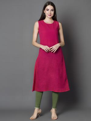 solid a-line kurta with printed jacket kurta - 16687129 - Standard Image - 4
