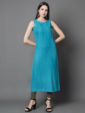 solid a-line kurta with printed jacket kurta - 16687130 - Standard Image - 4