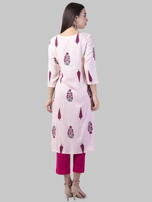 floral printed straight kurta with dupatta set - 16687460 - Standard Image - 4