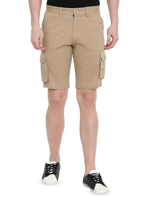 beige solid shorts - 16688770 - Standard Image - 1