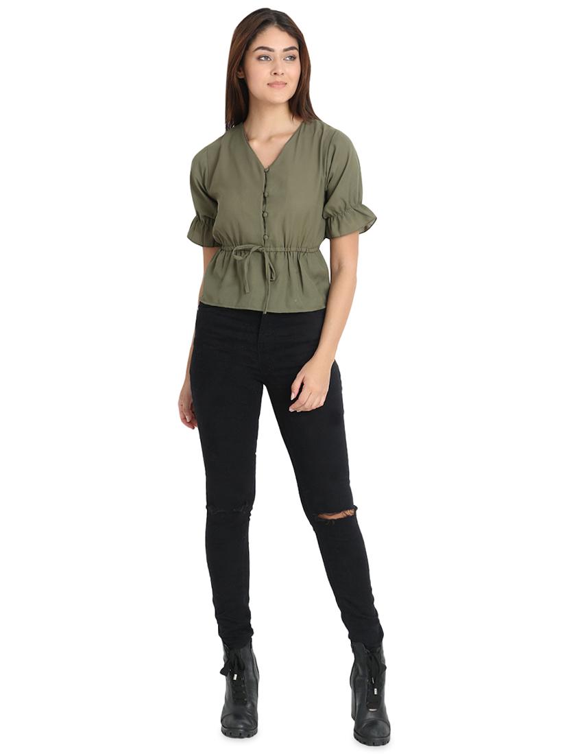 tie knot flute sleeved top - 16689736 - Zoom Image - 4