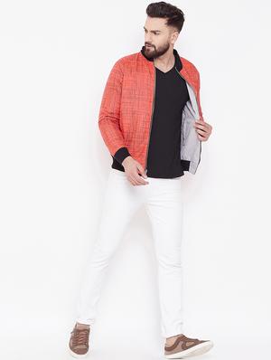 orange printed reversible casual jacket - 16691481 - Standard Image - 4