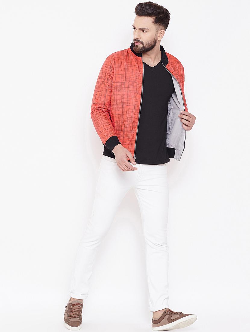 orange printed reversible casual jacket - 16691481 - Zoom Image - 4