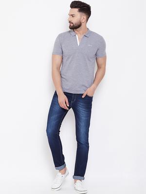 grey solid collared t-shirt - 16691500 - Standard Image - 4