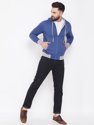 blue solid hooded sweatshirt - 16691556 - Standard Image - 4