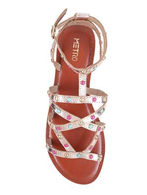 gold back strap sandals - 16691574 - Standard Image - 4