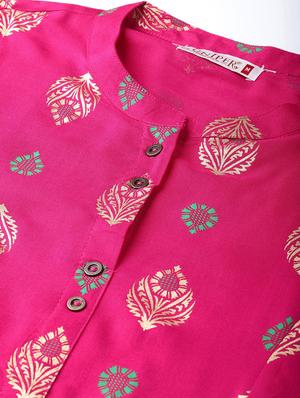 block printed kurta with palazzo set - 16692817 - Standard Image - 4