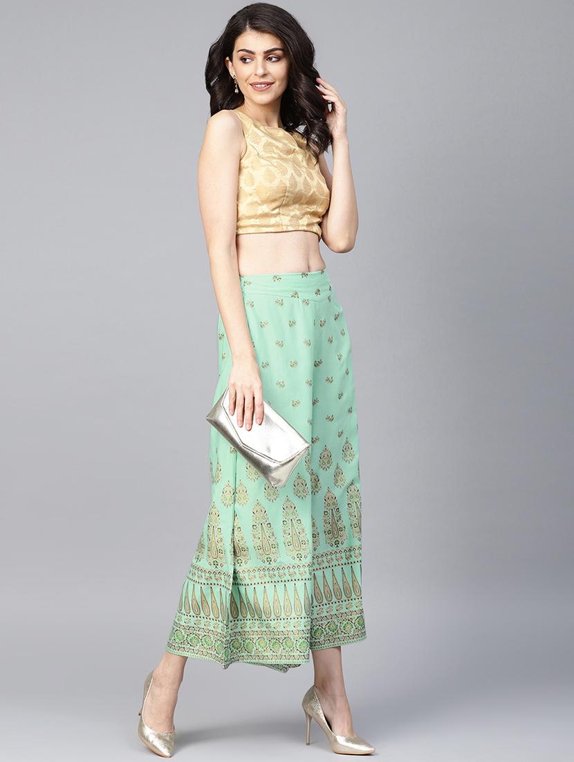 foil printed flared palazzo - 16692842 - Zoom Image - 4