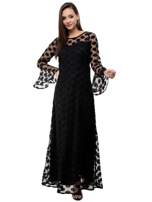 bell sleeved polka dot maxi dress - 16693211 - Standard Image - 1