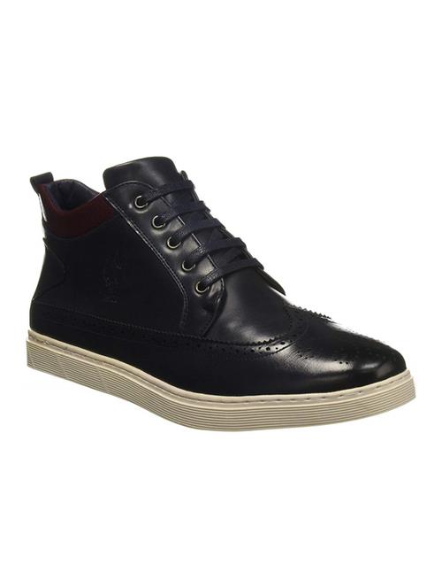 navy leather lace up sneakers - 16693260 - Very Small Image - 1