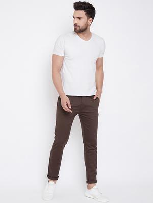 brown solid chinos - 16693607 - Standard Image - 4