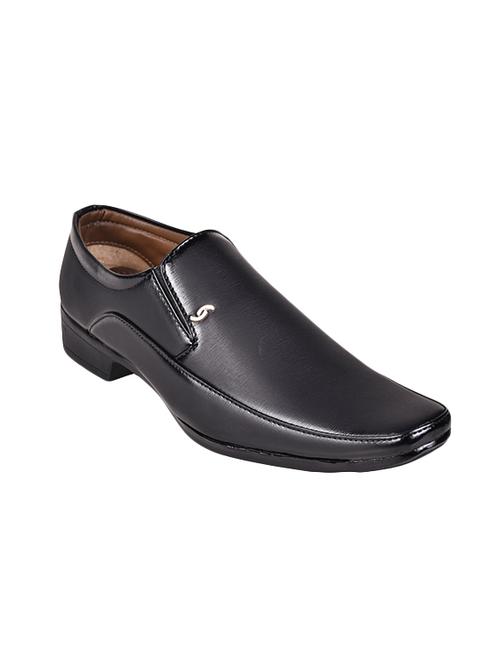black leatherette slip ons - 16694089 - Standard Image - 1