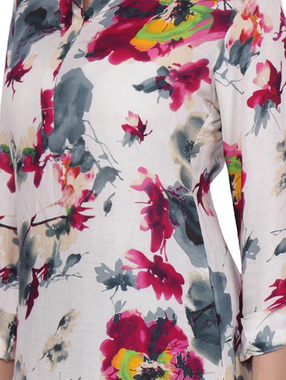 floral print high-low kurta - 16694392 - Zoom Image - 4