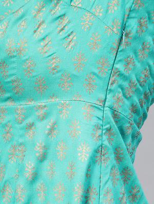 bell sleeved block print asymmetric dress - 16694720 - Standard Image - 4