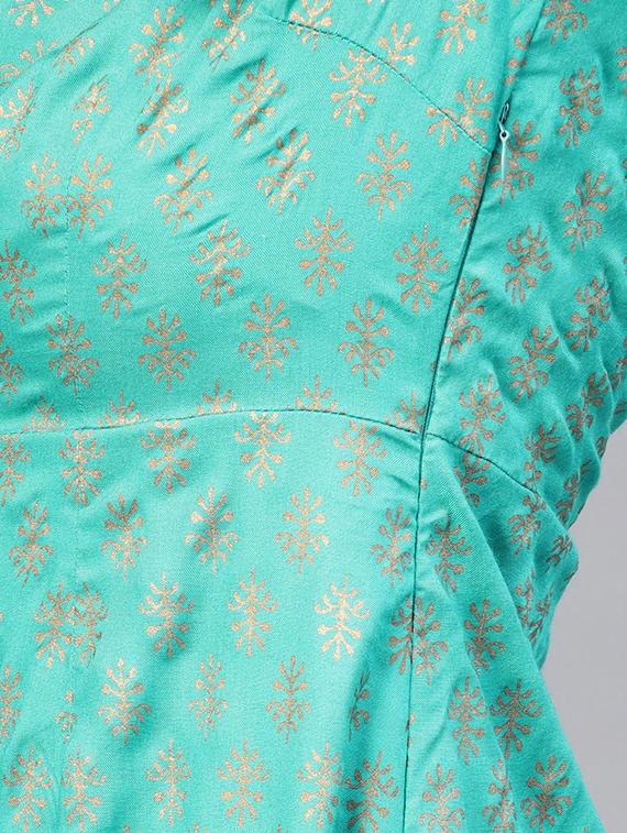 bell sleeved block print asymmetric dress - 16694720 - Zoom Image - 4