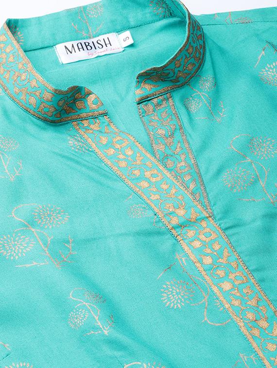 front cowl mandarin collar printed dress - 16694724 - Zoom Image - 4