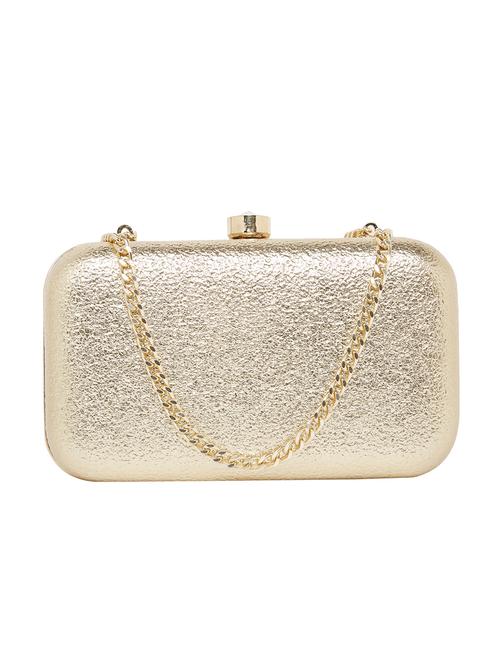 gold leatherette (pu) box clutch - 16695473 - Standard Image - 1