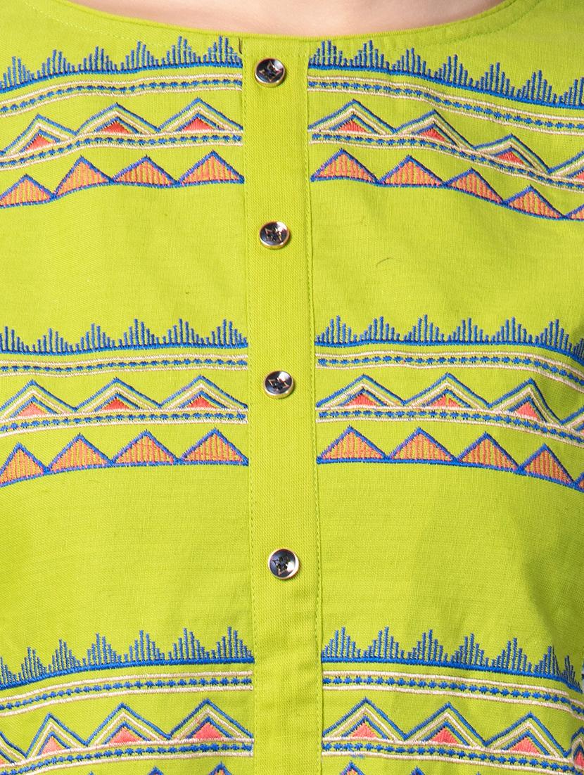 yoke embroidered straight kurta - 16695490 - Zoom Image - 4