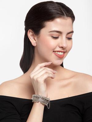 silver brass bangle bracelet - 16695502 - Standard Image - 4