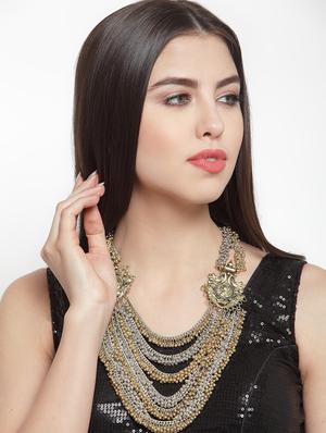 gold brass statement necklace - 16695576 - Standard Image - 4