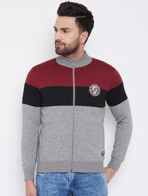 grey color block sweatshirt - 16695657 - Standard Image - 1