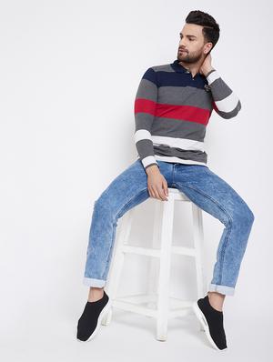 grey striped polo t-shirt - 16695662 - Standard Image - 4
