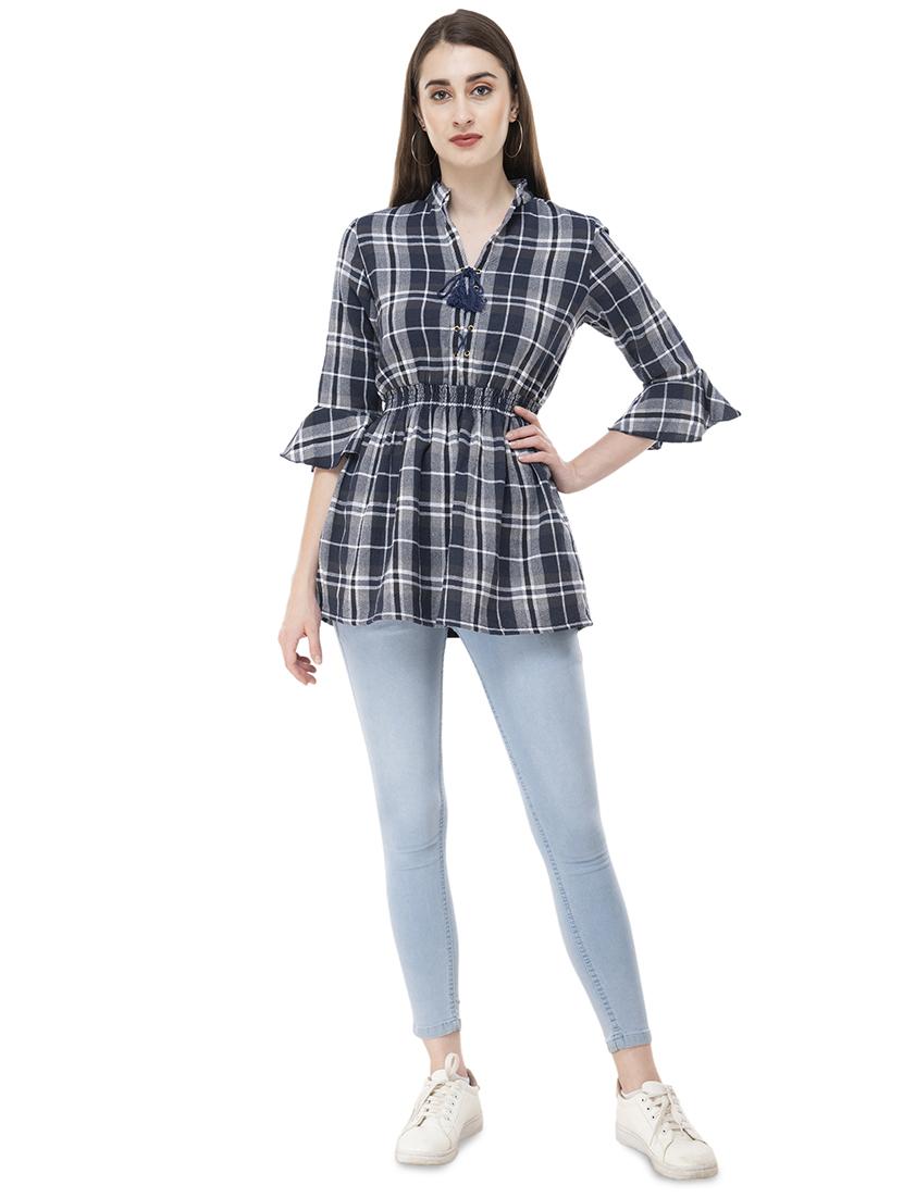 tassel tie up ruched peplum top - 16695774 - Zoom Image - 4