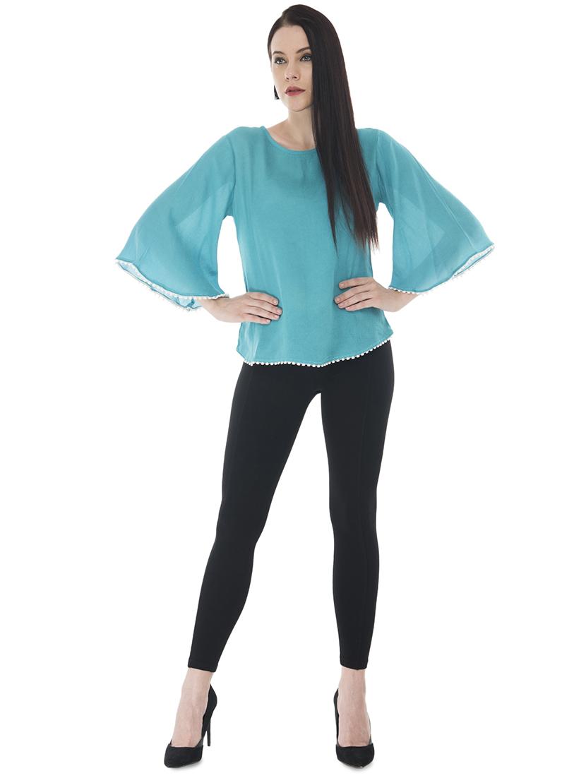 bell sleeved contrast lace detail top - 16695780 - Zoom Image - 4