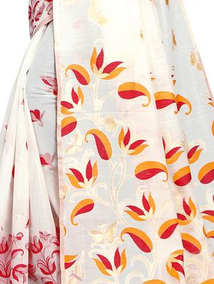 conversational printed saree with blouse - 16696174 - Standard Image - 4