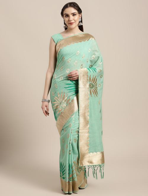 printed woven saree with blouse - 16696187 - Standard Image - 1