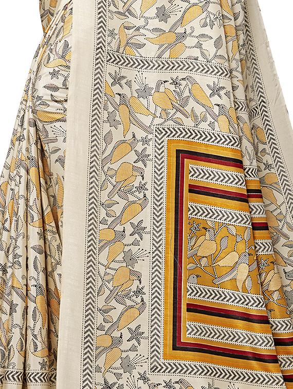 conversational printed saree with blouse - 16696206 - Zoom Image - 4