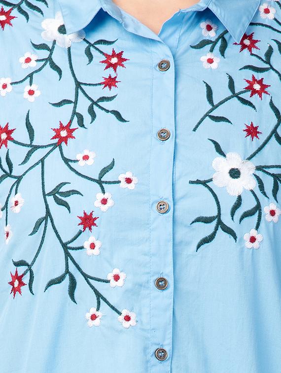 embroidered high-low kurta - 16696904 - Zoom Image - 4