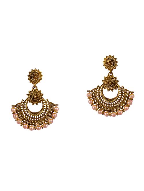 pink gold plated drop earring - 16697548 - Standard Image - 1