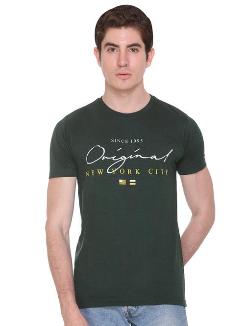 green typographic chest print t-shirt - 16698088 - Standard Image - 1