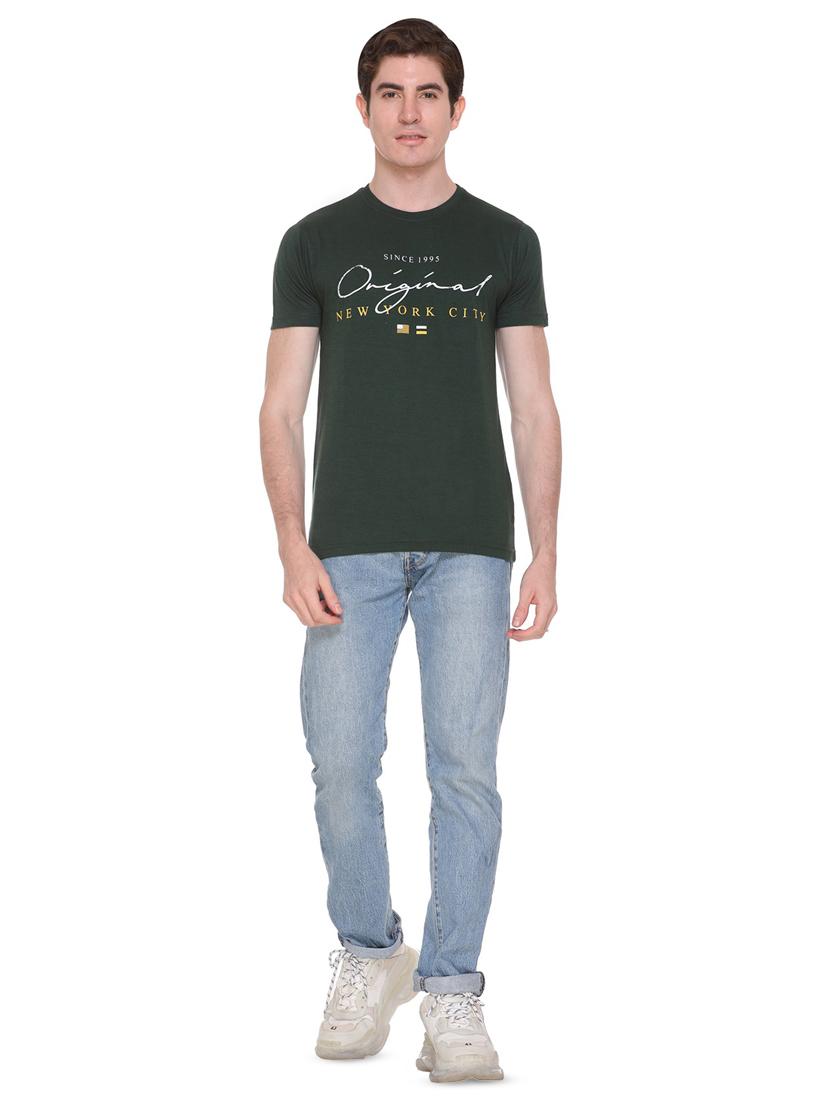 green typographic chest print t-shirt - 16698088 - Zoom Image - 4